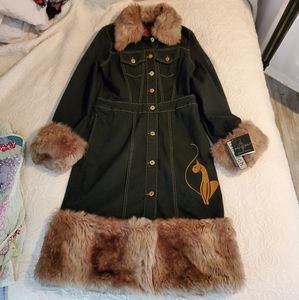 Baby Phat denim coat with fur trim